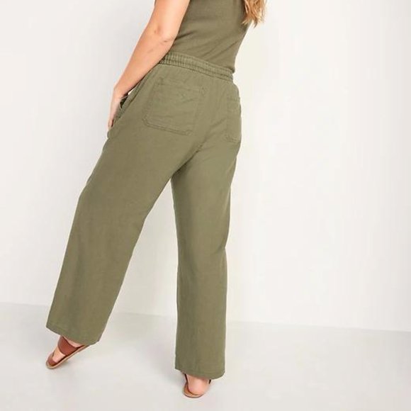 Old Navy High-Waisted Wide-Leg Linen-Blend Pants for Women New - Picture 2 of 8